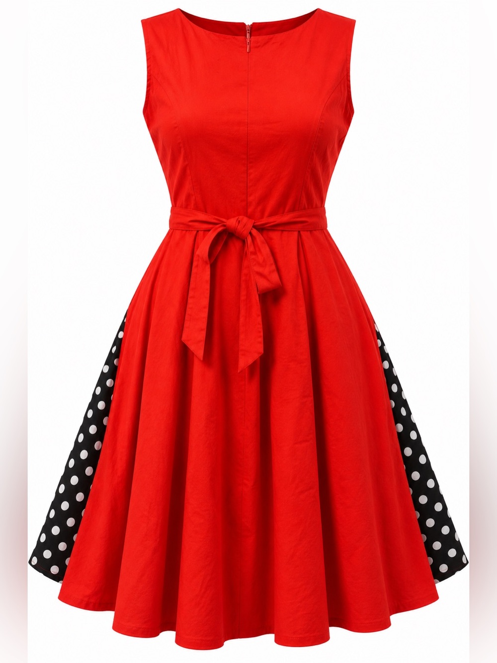 OTEN Red Polka Dot Fit & Flare Retro Pin Up Dress Women’s Small